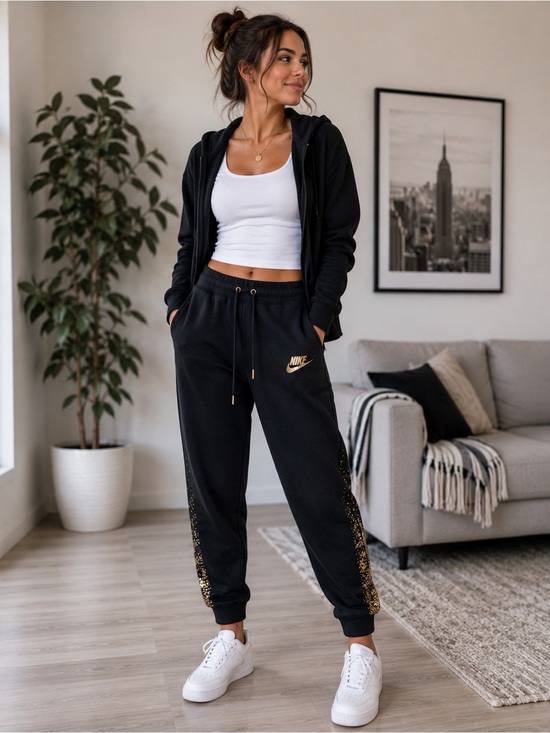 Nike Pants - Nike Black Gold Speckle Joggers Medium Athleisure Sweatpants Streetwear